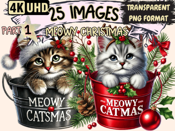 Download Meowy Christmas Clipart P1 - Christmas Collection