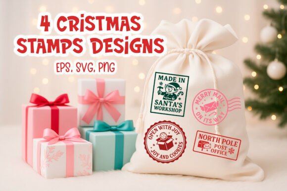 Download Christmas Santa Sack Stamp SVG Clipart - Christmas Collection