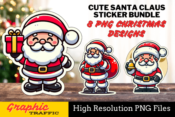 Download Christmas Cute Santa PNG Sticker Bundle - Christmas Collection