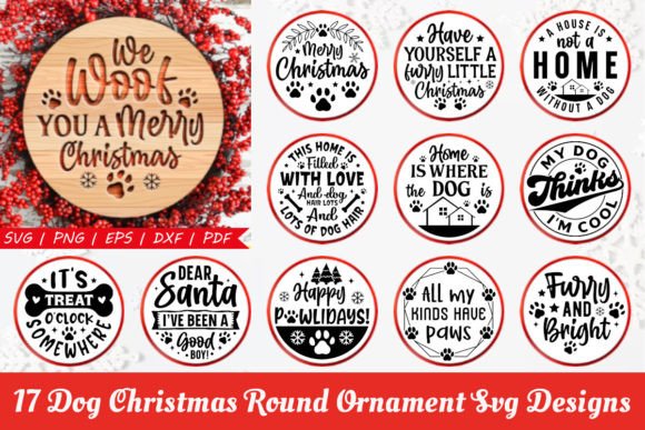 Download Dog Christmas Round Ornament SVG Bundle - Christmas Collection