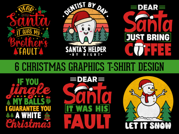 Download 6 Christmas T-shirt Design Bundle - Christmas Collection