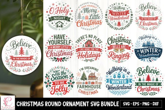 Download Christmas Round Ornament SVG Bundle - Christmas Collection