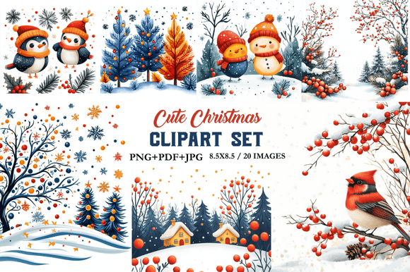 Download Cute Christmas Clipart Set - Christmas Collection