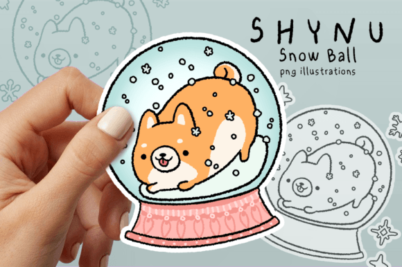 Download Snow Ball Shiba Dog Retro Christmas Png - Christmas Collection