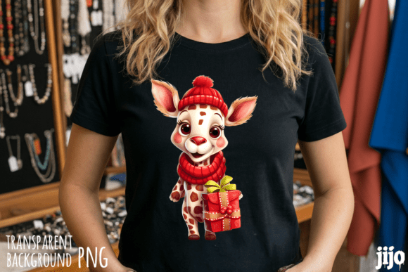 Download Cute Giraffe Christmas Gift PNG - Christmas Collection