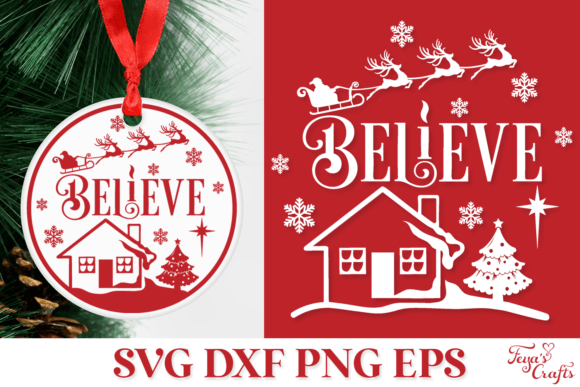 Download Believe Round Christmas SVG Ornament - Christmas Collection