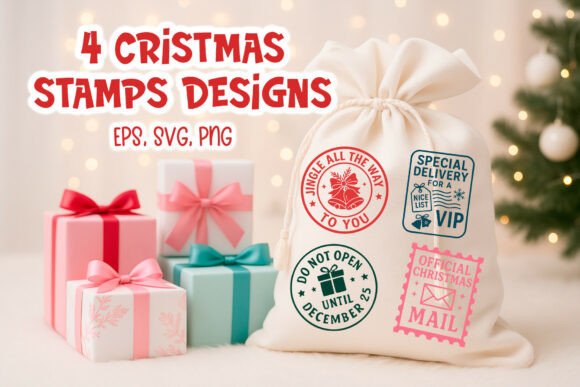 Download Christmas Santa Sack Stamp SVG Clipart - Christmas Collection
