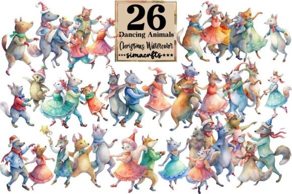Download Dancing Animals Christmas Watercolor - Christmas Collection