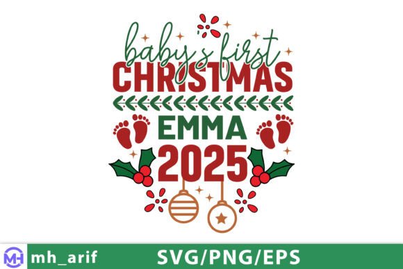 Download Baby's First Christmas Emma 2025 SVG PNG - Christmas Collection