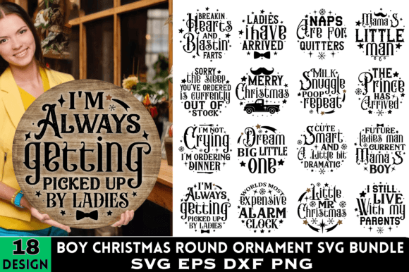 Download Baby Boy Christmas Round Ornament SVG - Christmas Collection