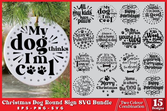 Download Dog Christmas Round Ornament SVG Bundle - Christmas Collection