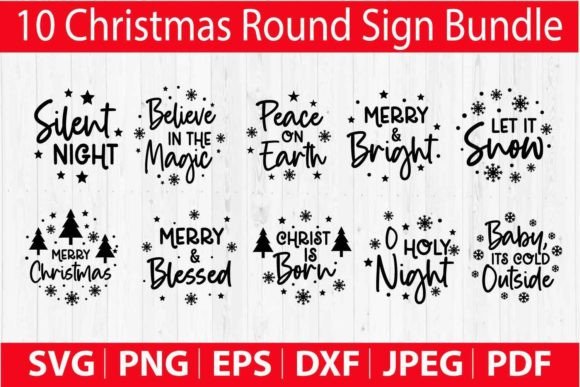 Download 10+ Christmas Round Sign Bundle SVG - Christmas Collection