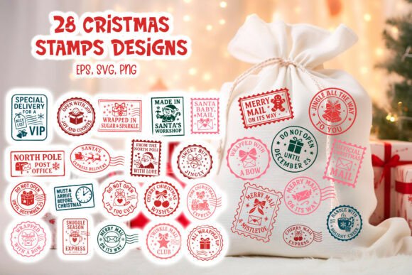 Download Christmas Mail Stamp SVG Bundle - Christmas Collection