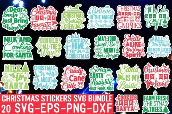 Download Christmas Stickers SVG Bundle - Christmas Collection
