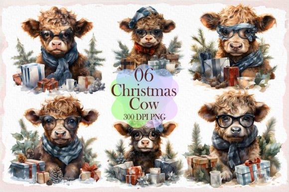 Download Christmas Cow Clipart Bundle - Christmas Collection