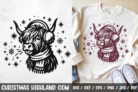 Download Christmas Highland Cow SVG Cut File - Christmas Collection