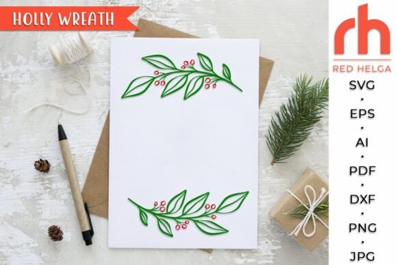 Download Holly Wreath SVG, Christmas Frame DXF - Christmas Collection