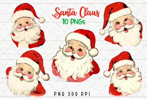 Download Santa Claus Face Retro Christmas PNG - Christmas Collection