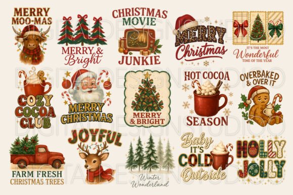 Download Retro Christmas PNG Bundle - Christmas Collection
