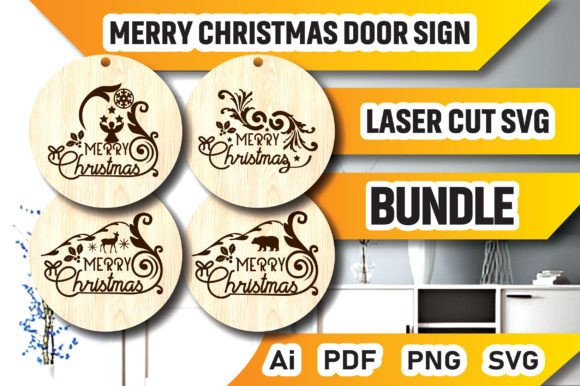 Download Merry Christmas Door Sign Bundle SVG - Christmas Collection