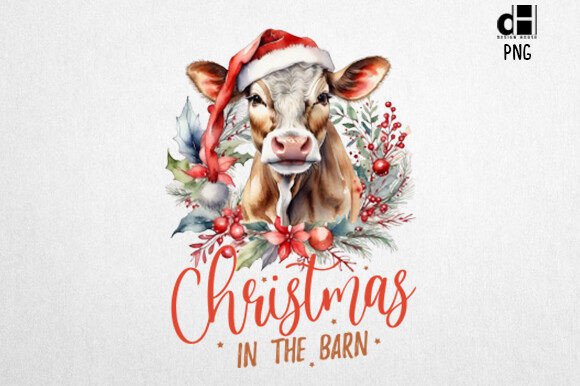 Download Vintage Christmas Farm Cow Sublimation - Christmas Collection