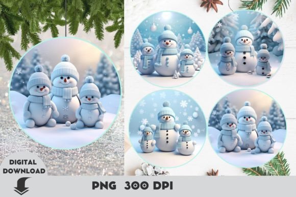 Download Snowman 3D Christmas Ornaments Bundle - Christmas Collection