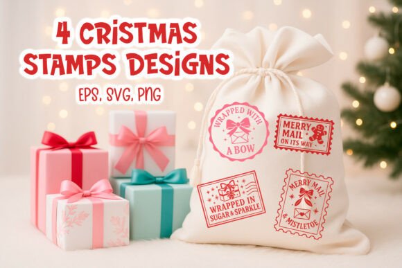 Download Christmas Santa Sack Stamp SVG Clipart - Christmas Collection
