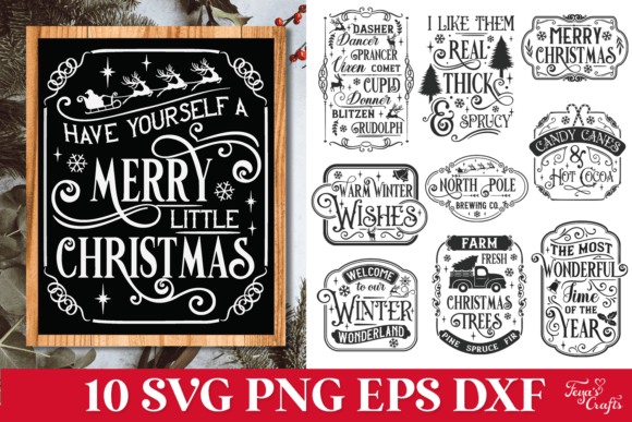 Download Farmhouse Christmas Signs SVG Bundle - Christmas Collection