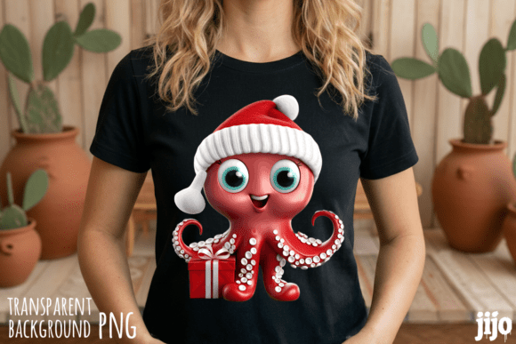 Download Santa Octopus Christmas Gift PNG - Christmas Collection