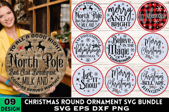 Download Christmas Round Ornament SVG Bundle - Christmas Collection