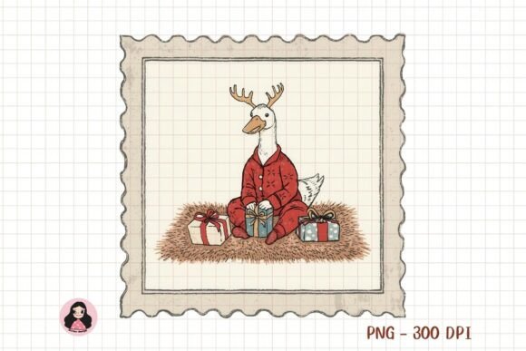 Download Goose in Pajamas with Christmas Gift PNG - Christmas Collection