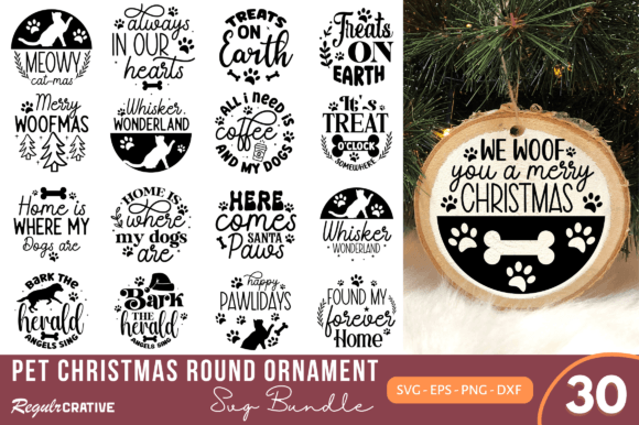 Download Pet Christmas Round Ornament SVG Bundle - Christmas Collection
