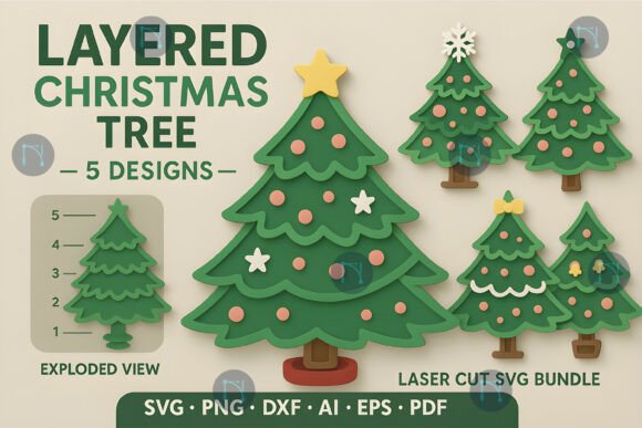Download Layered Christmas Tree SVG Bundle - Christmas Collection