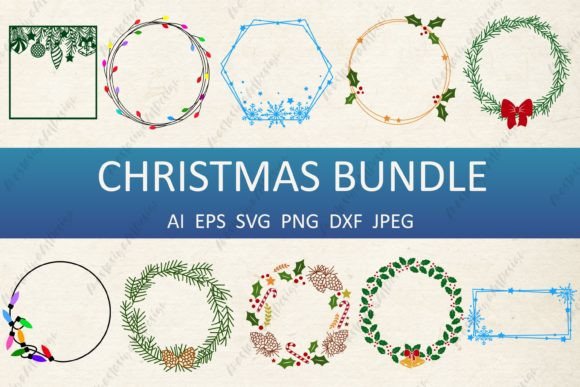 Download Christmas Frame Bundle, Winter Wreath - Christmas Collection