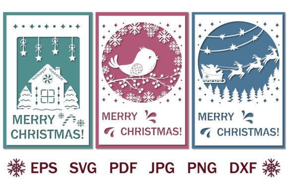 Download Bundle of Papercut Christmas Cards, Svg - Christmas Collection