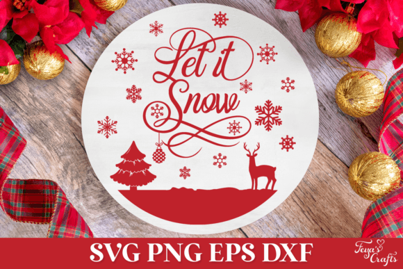 Download Let It Snow Round Christmas SVG Ornament - Christmas Collection