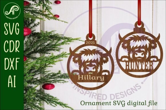 Download Highland Cow Christmas Ornament SVG - Christmas Collection