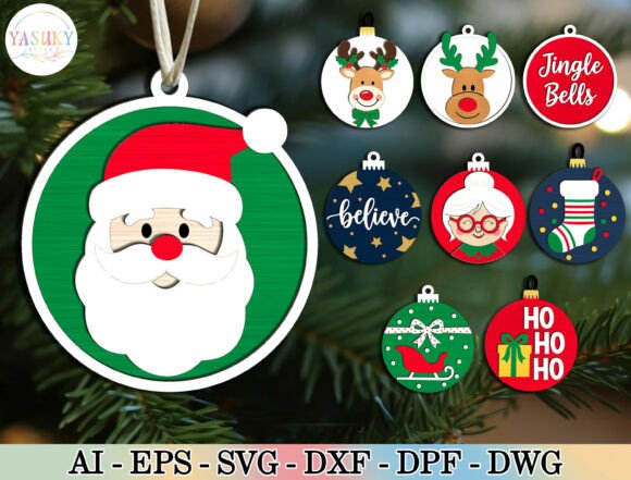 Download Christmas Round Ornament SVG Bundle - Christmas Collection