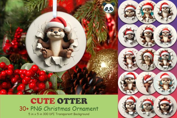 Download Cute Otter 3D Christmas Ornament Bundle - Christmas Collection