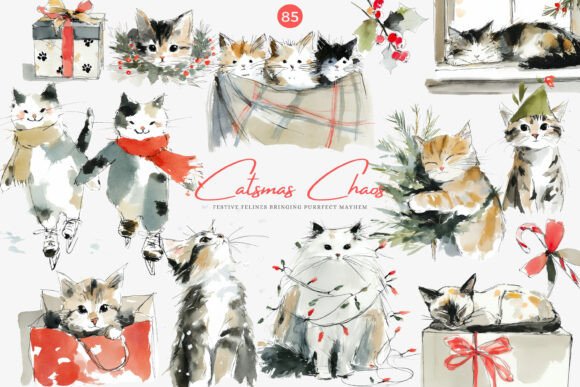 Download Christmas Cats Holiday Cats Set - Christmas Collection