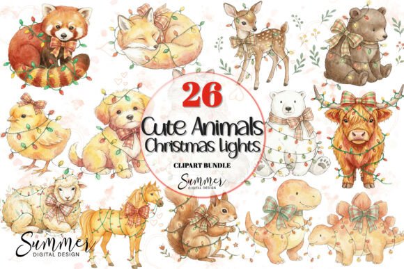 Download Animals in Christmas Lights Clipart - Christmas Collection