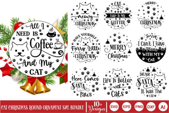 Download Cat Christmas Round Ornament Svg Bundle - Christmas Collection
